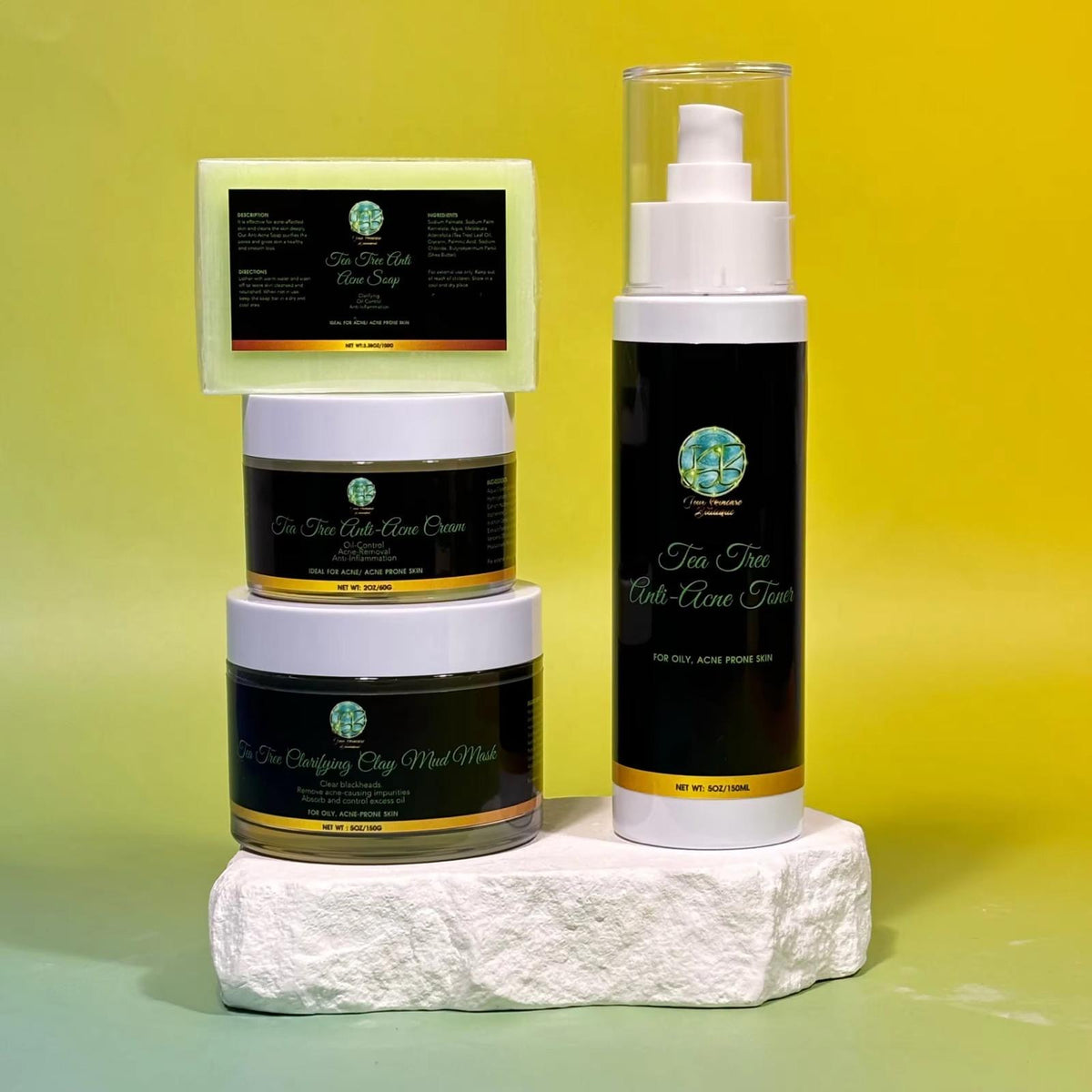 1) Anti-Acne Soap 1) Anti-Acne Cream 1) Anti-Acne Mask 1) Anti-Acne Toner